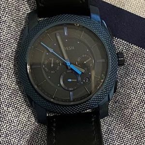 Machine Chronograph Black Leather Watch
